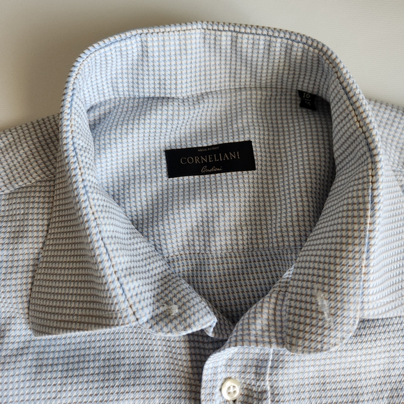 CORNELIANI Mens Button Up Long Sleeve Shirt Size: 16/41 Blue dot - Picture 13 of 15